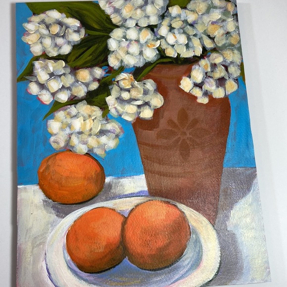 Original Acrylic Hand Painted Art ,of Abstract Flowers & Fruit; Kitchen Art - Picture 3 of 7